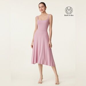 OGL Square Neck Flowy New Airy Brami Midi Dress in Rose Mauve size Medium. NWT